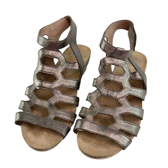 Dansko Metallic Gladiator Valentina Wedge Sandals - Picture 2 of 8